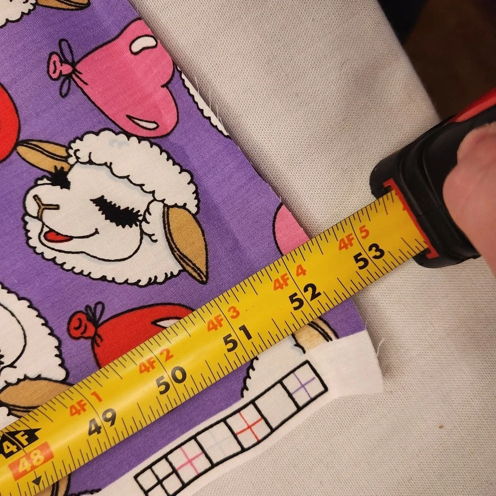 Vtg 1994 Lamb Chop Fabric Shari Lewis Purple Heart 52x46 AE Nathan Co Rare 1.85y